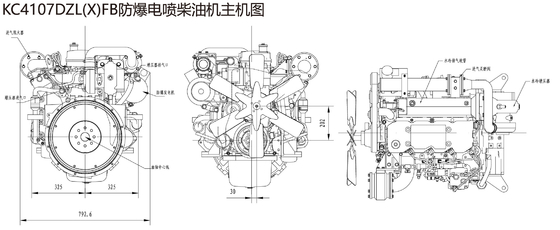 Động cơ chống cháy nổ KCAB Làm mát bằng nước 4 xi lanh Động cơ diesel