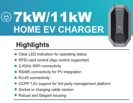 Xe điện Bộ sạc 3 pha loại 2 Công suất 11kw với cáp 4m Bộ sạc Ev di động